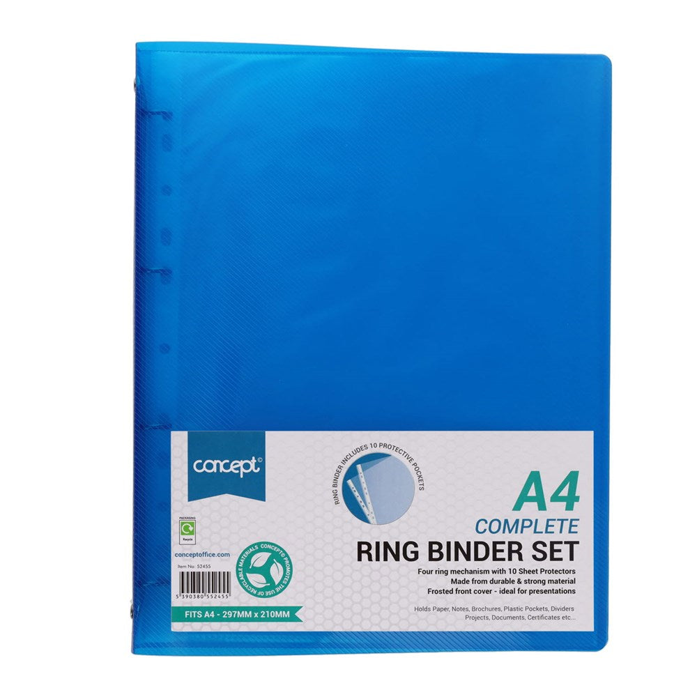 Concept A4 Ring Binder With 10 Punched Pockets