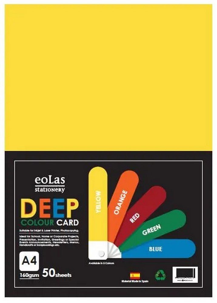 A4 Yellow Card 160Gsm Pack Of 50 - ABC School Supplies