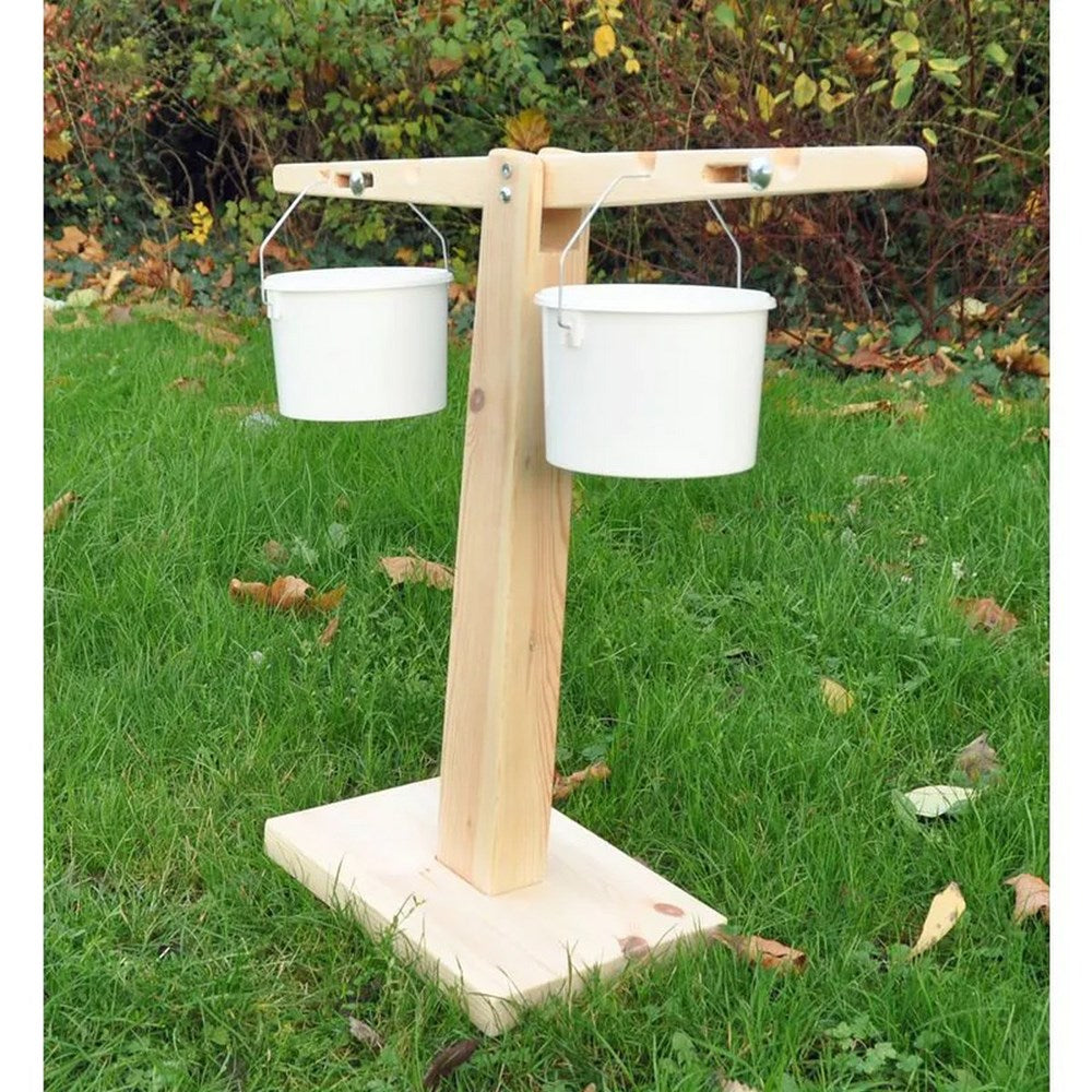 Cosy Giant Scales And Funnel Stand And White Buckets X2