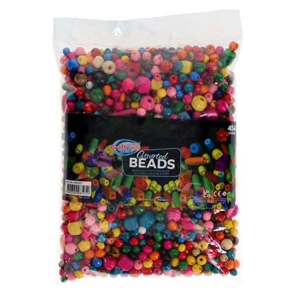 Assorted Wooden Multicoloured Beads Bag 454g - ABC School Supplies