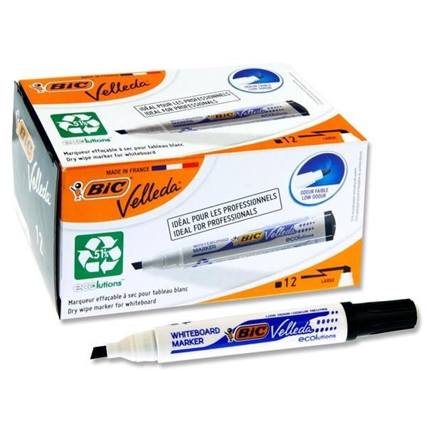 Bic Velleda Whiteboard Marker Pack of 12 - Black - ABC School Supplies