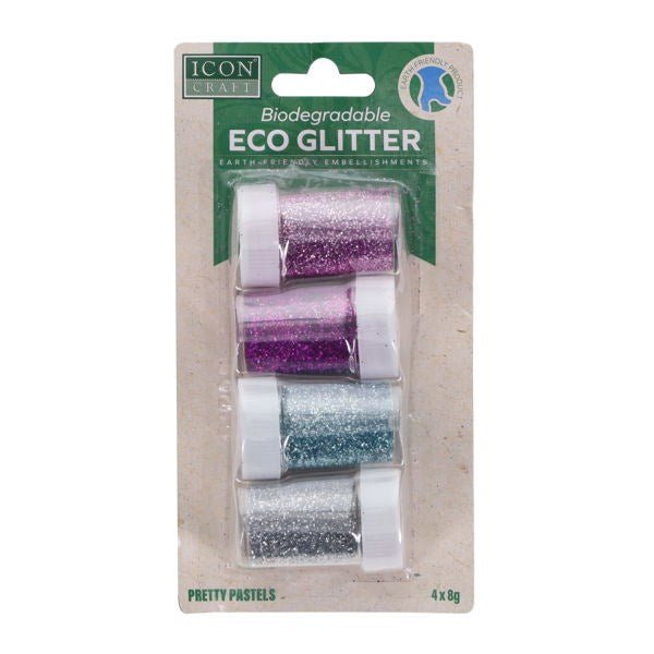 Biodegradable Glitter 8g - 4 Assorted Pack - ABC School Supplies