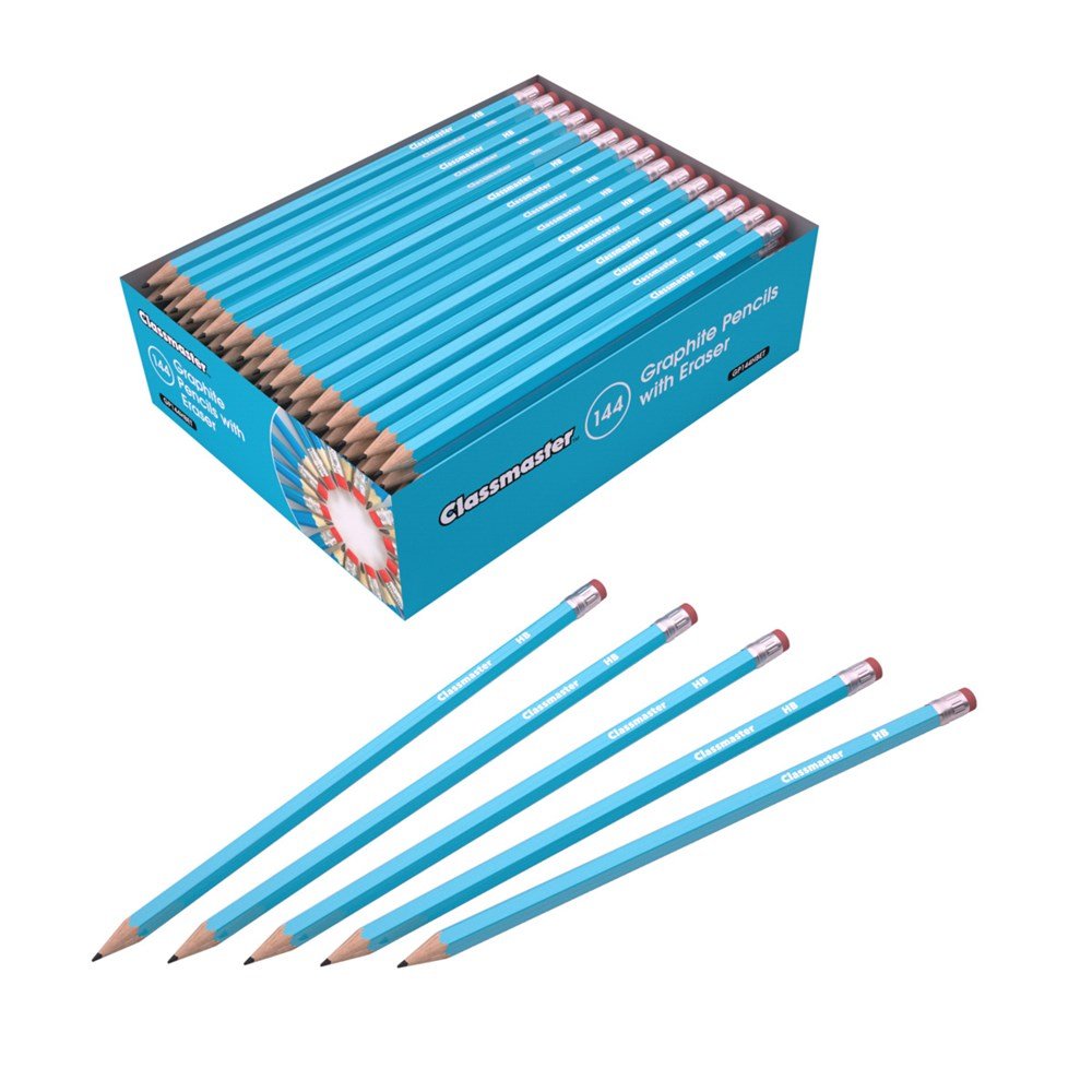 Classmaster Classbox of 144 Hb Eraser Topped Pencils - ABC School Supplies
