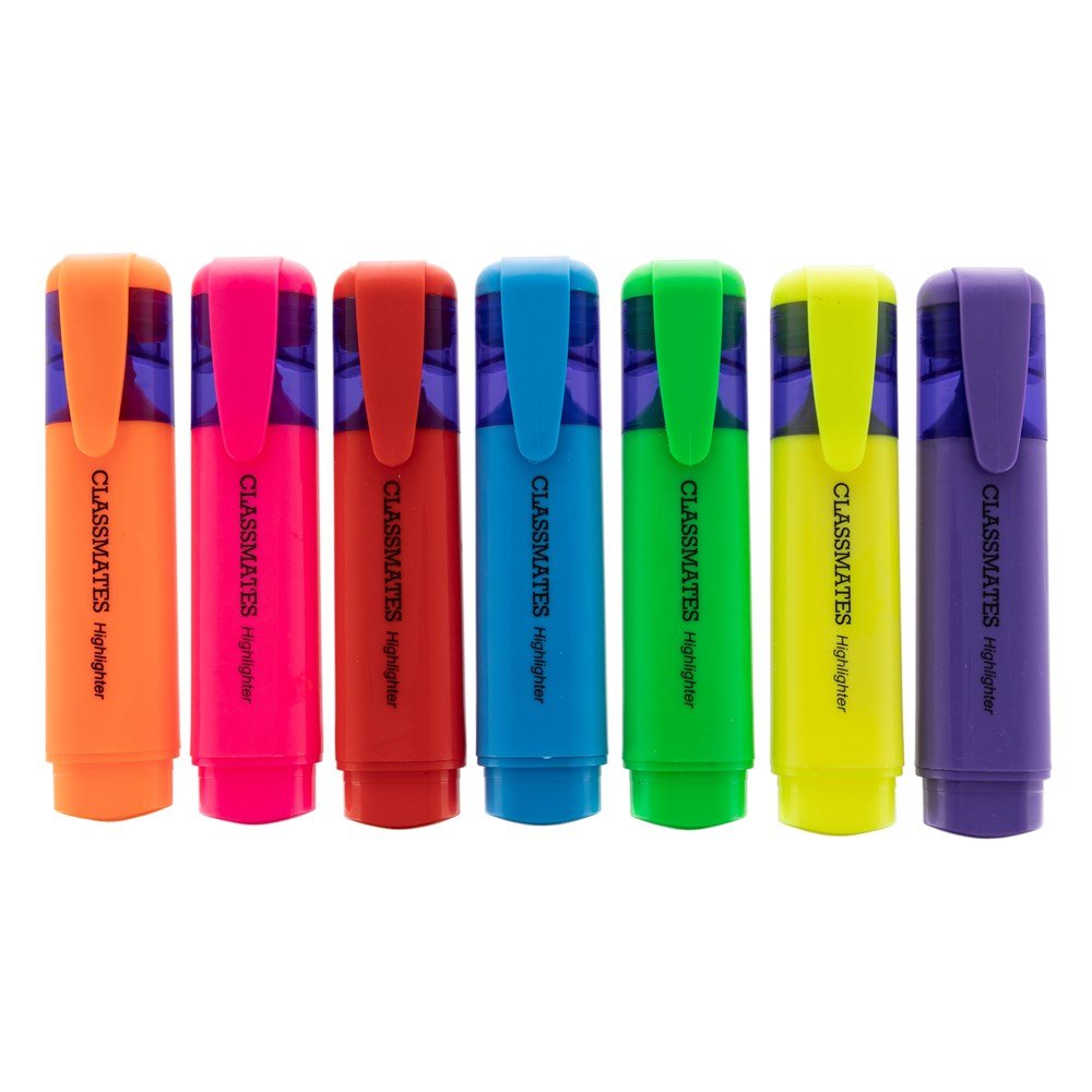 Classmates Highlighters - 7 Assorted Colours - Pack of 48 - ABC School Supplies
