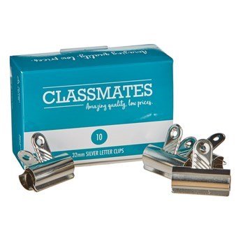 **Classmates Letter Clips Black 32mm - Pack of 10 - ABC School Supplies