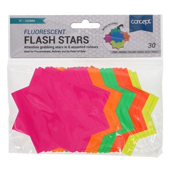 Concept 4 - Inch Flash Star Card (Pack Of 30) - ABC School Supplies