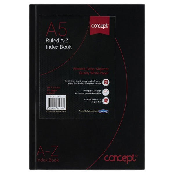 Concept A5 192Pg A - Z Index Book - ABC School Supplies
