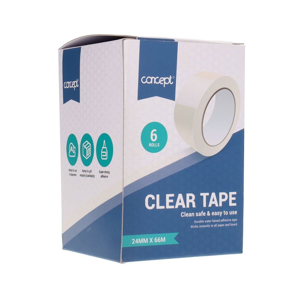 Concept Clear Tape 24mm x 66m Box of 6 - ABC School Supplies