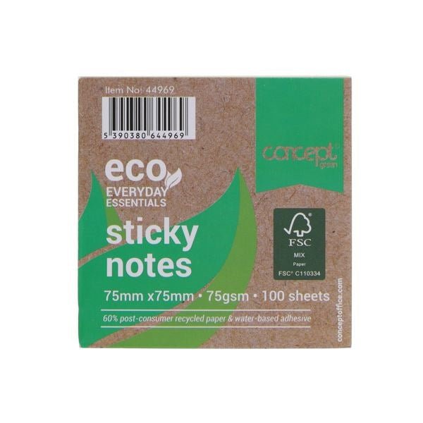 Concept Green 75X75mm Sticky Notes 100 Sheets - ABC School Supplies