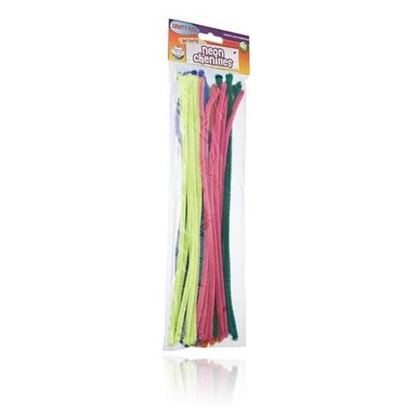 Craft Chenille Pipe Cleaners 12″ Neon Colours Pack of 42 - ABC School Supplies