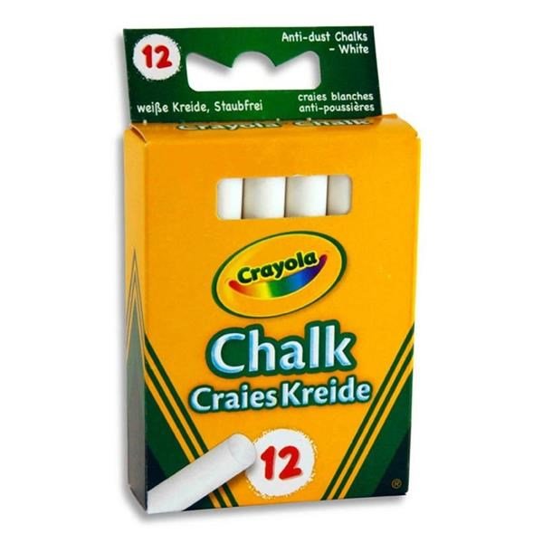Crayola Box 12 Anti - Dust Chalk - White - ABC School Supplies
