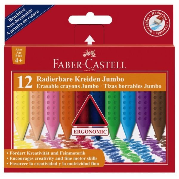 Faber Castell Erasable Jumbo Grip Crayons Box Of 12 - ABC School Supplies