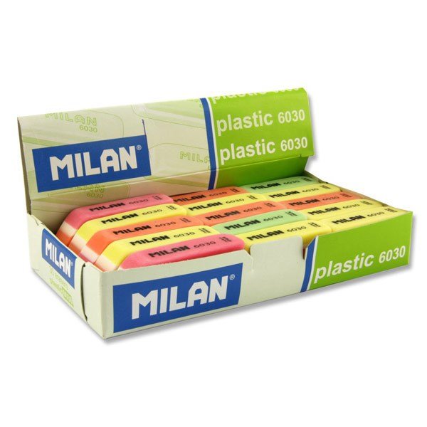 Milan 6030 Fluorescent Eraser Box Of 30 - ABC School Supplies