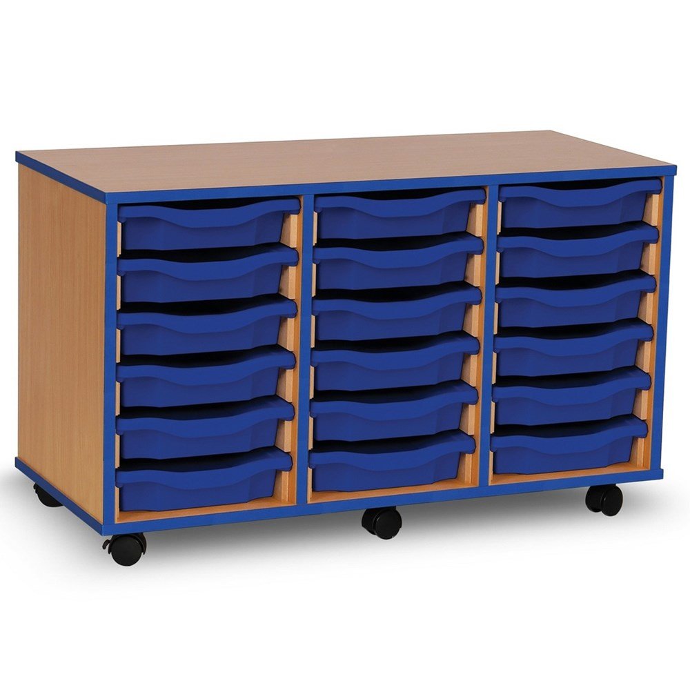 Monarch 18 Tray Single Tray Storage Unit with Blue Coloured Edges - ABC School Supplies