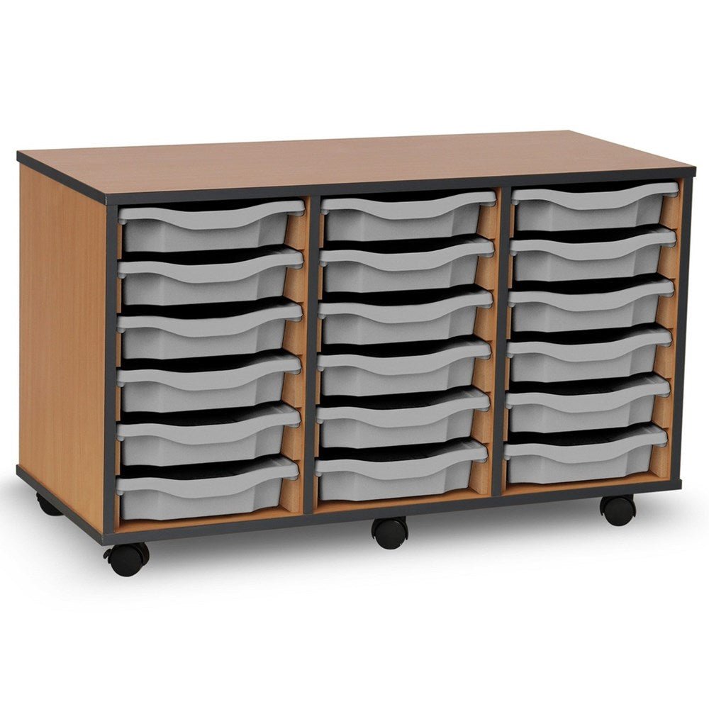 Monarch 18 Tray Single Tray Storage Unit with Grey Coloured Edges - ABC School Supplies