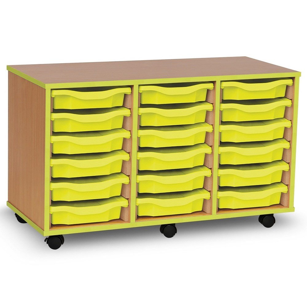 Monarch 18 Tray Single Tray Storage Unit with Lime Coloured Edges - ABC School Supplies