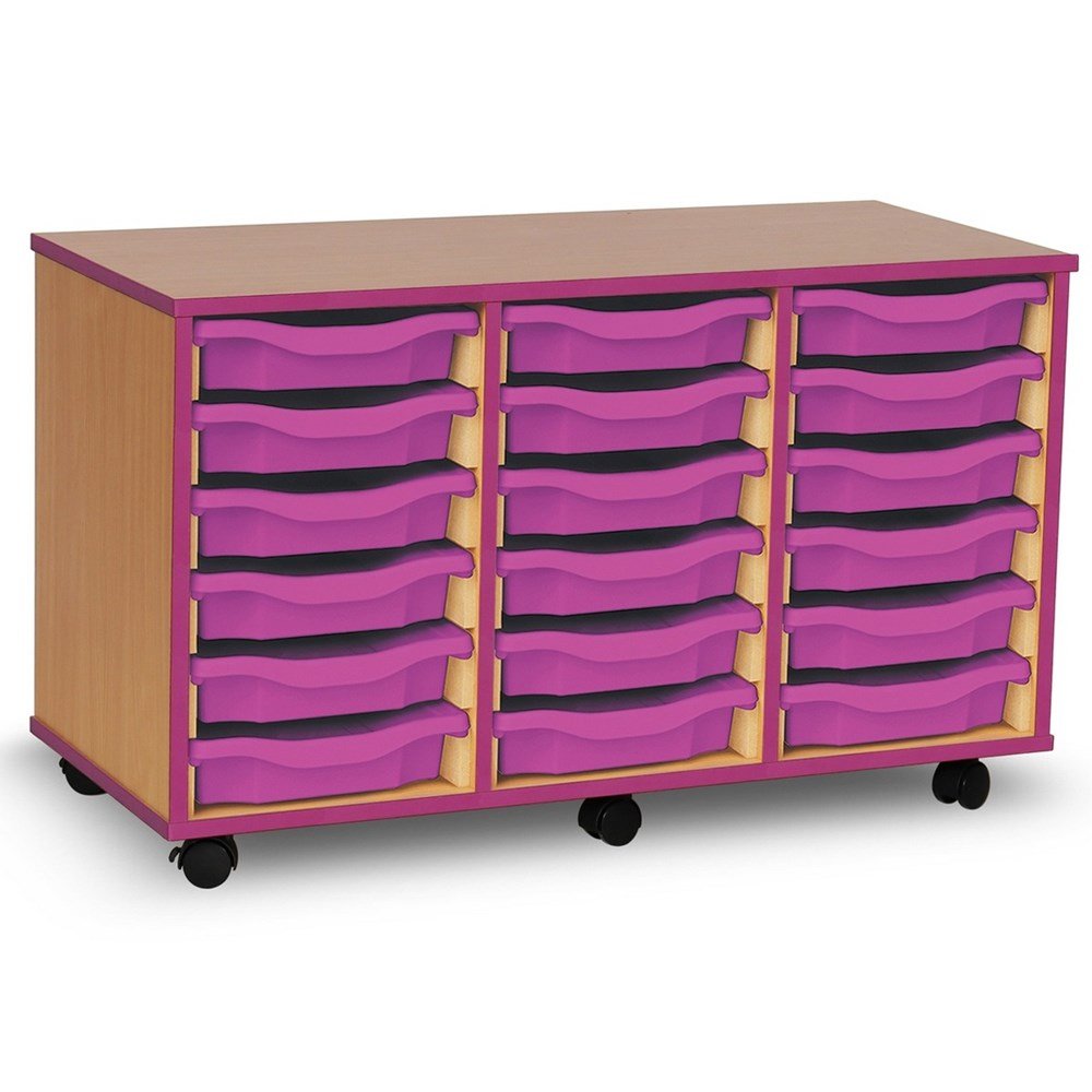 Monarch 18 Tray Single Tray Storage Unit with Purple Coloured Edges - ABC School Supplies