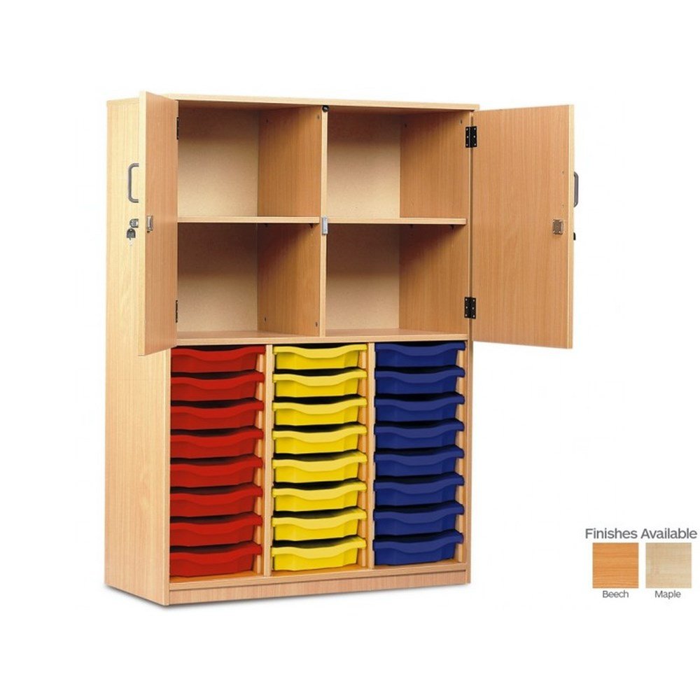 Monarch 24 Single Tray Storage Unit Cupboard with Half Doors - ABC School Supplies
