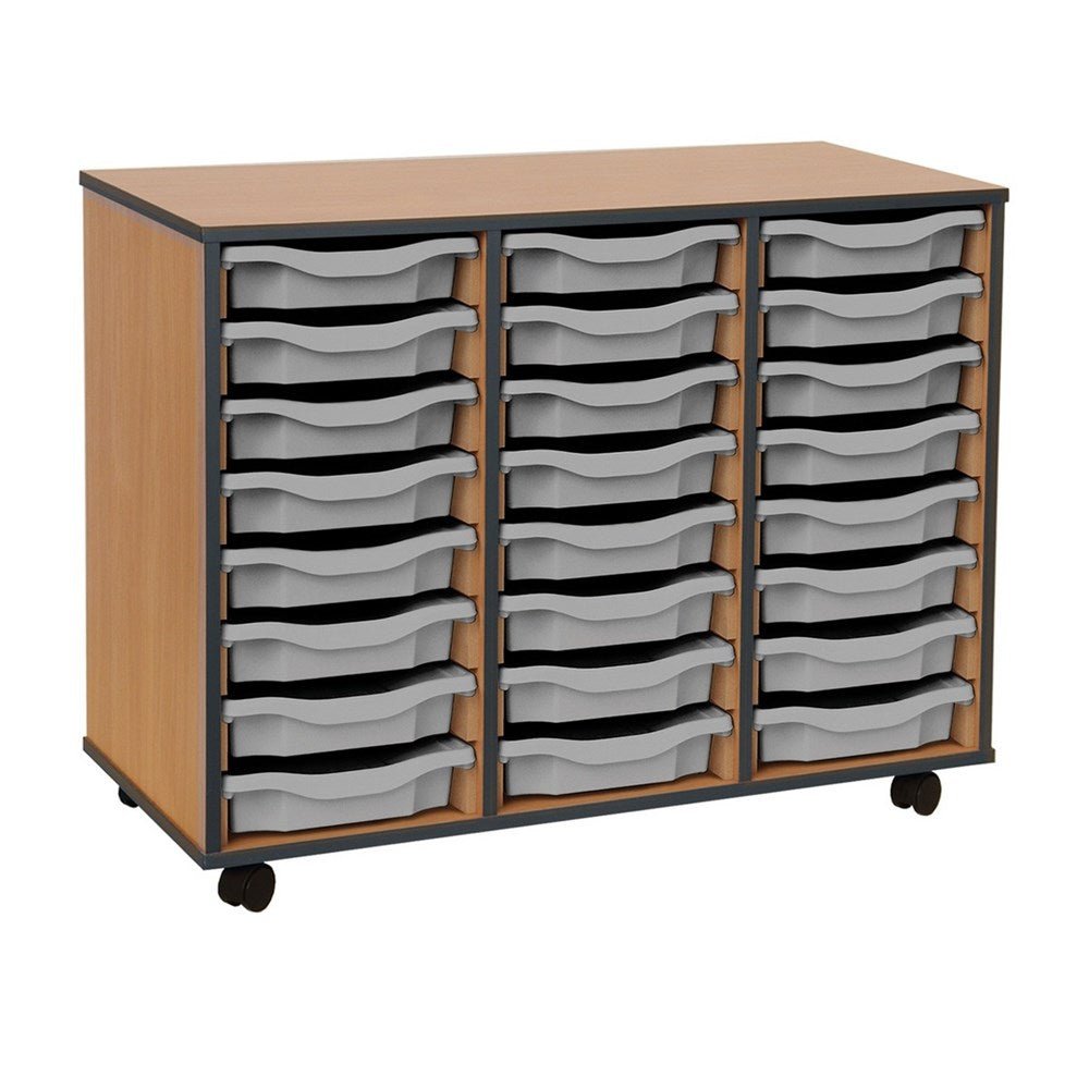 Monarch 24 Tray Single Tray Storage Unit with Grey Coloured Edges - ABC School Supplies