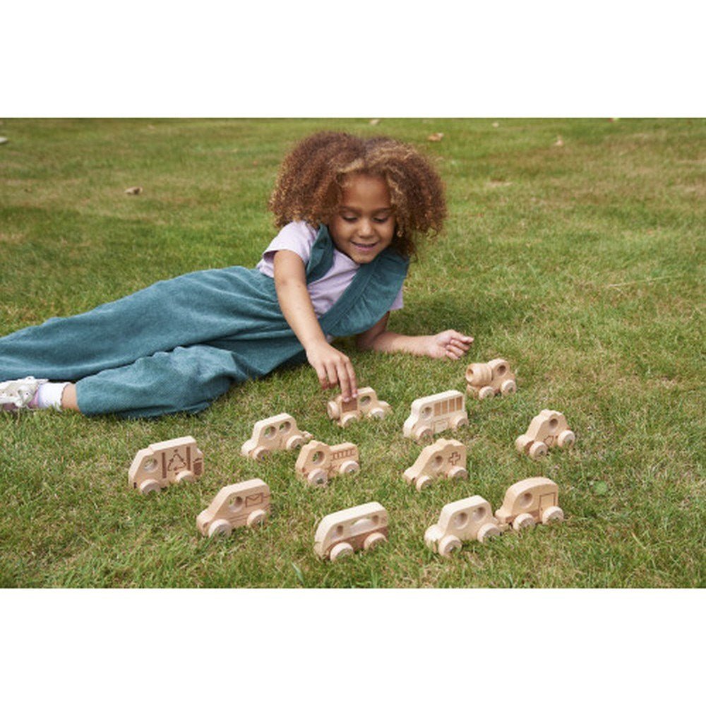 Natural Wooden Vehicles Set - ABC School Supplies