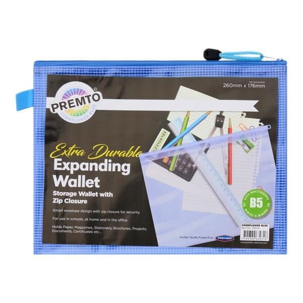 **Pastel B5 Extra Durable Storage Mesh Wallet - Cornflower Blue - ABC School Supplies
