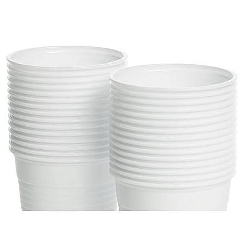 **Plastic Disposable Drinking Cups 7Oz/200Ml White Pack Of 100 - ABC School Supplies