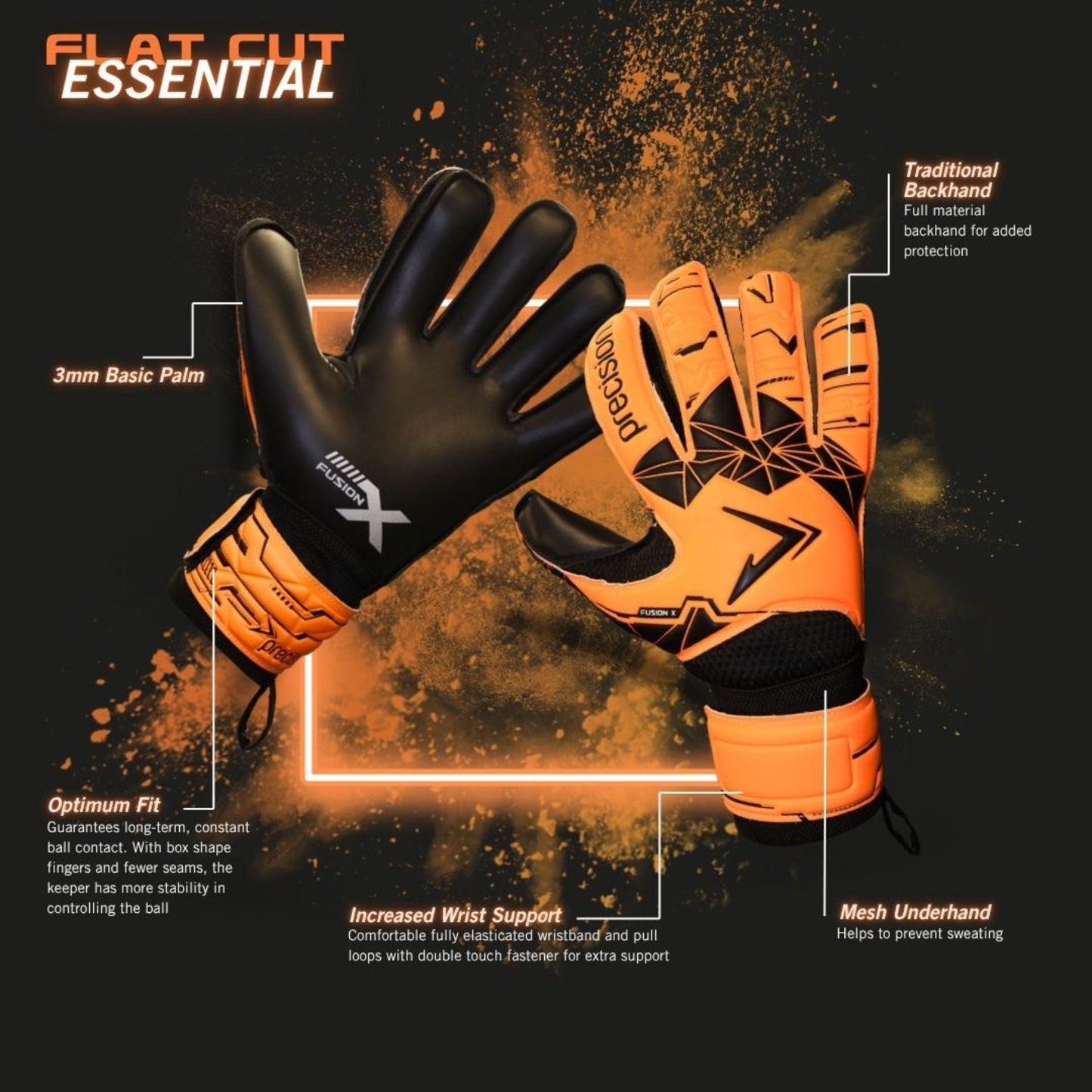 Precision Fusion X Flat Cut Essential Goalkeeper Gloves - ABC School Supplies