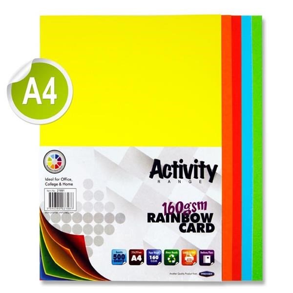 Premier A4 160G Activity Card Rainbow Assorted Colours (Pack Of 500 Sheets) - ABC School Supplies