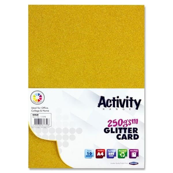 Premier A4 250Gsm Glitter Card 10 Sheets - Gold - ABC School Supplies