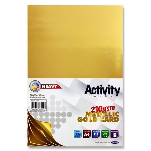 Premier A4 Gold Card 210Gsm (Pack Of 25 Sheets) - ABC School Supplies