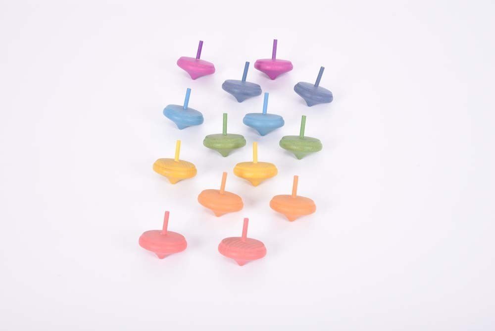 **Rainbow Wooden Spinning Tops - ABC School Supplies