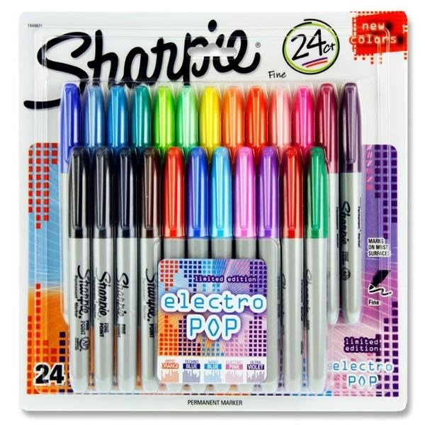 Sharpie Pack Of 24 Asst Fine Markers - Electro Pop - ABC School Supplies
