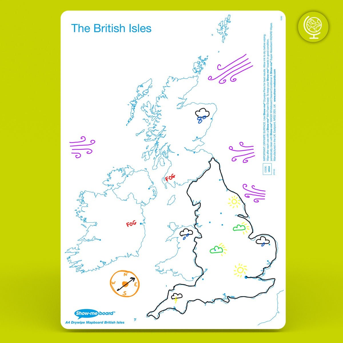 Show-Me Bulk Box Drywipe Board Pack, Pens & Erasers – Map, A4 - 100 Sets - ABC School Supplies