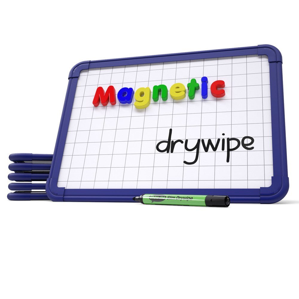 Show - Me Magnetic Framed Whiteboards (Gridded/Plain), Pack of 6 - ABC School Supplies