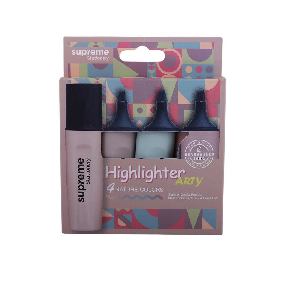 Supreme Highlighters – 4 Pack Natural Colours - ABC School Supplies