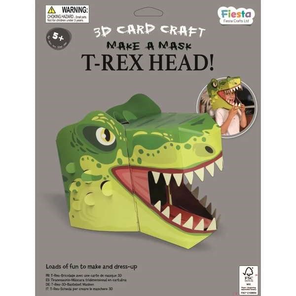 T - Rex Head 3D Mask Card Craft Kit - ABC School Supplies