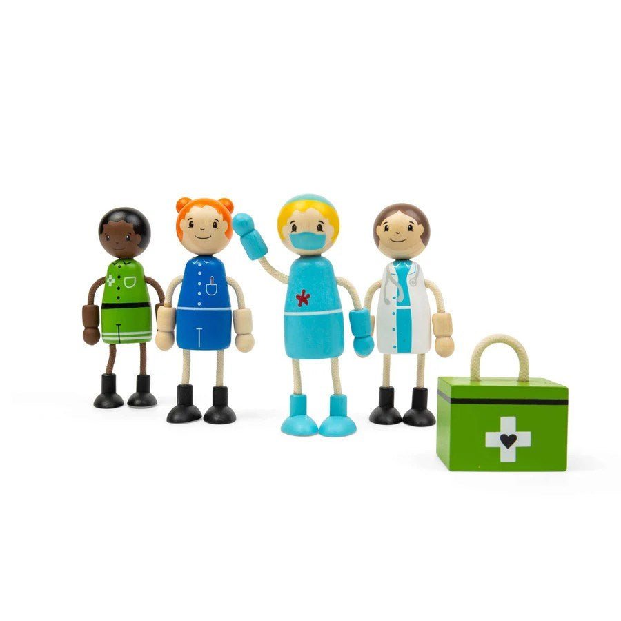 Tidlo Medic Dolls - Wooden Doll Set for Kids - ABC School Supplies