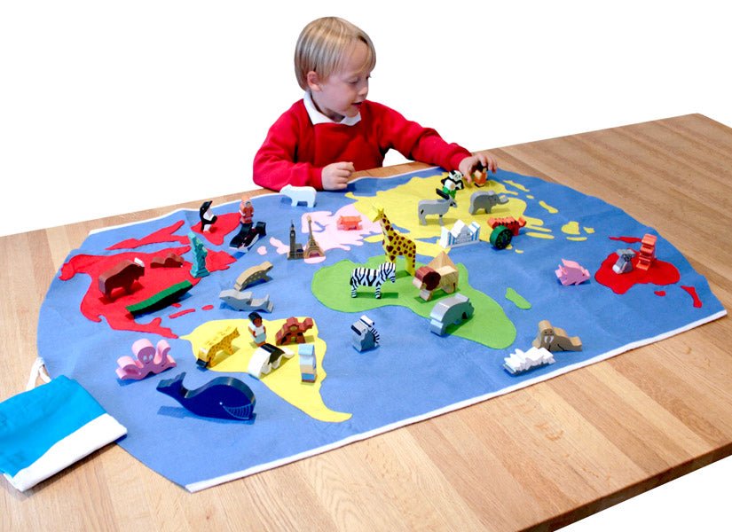 World Map With Animals & Buildings Playmat - ABC School Supplies