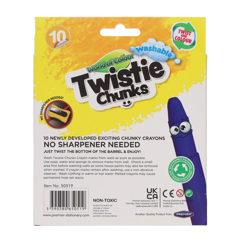 World of Colour Twisties Chunk Crayons Pack of 10 - ABC School Supplies