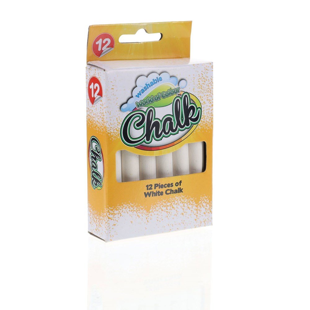 World of Colour White Chalk Pack of 12 - ABC School Supplies