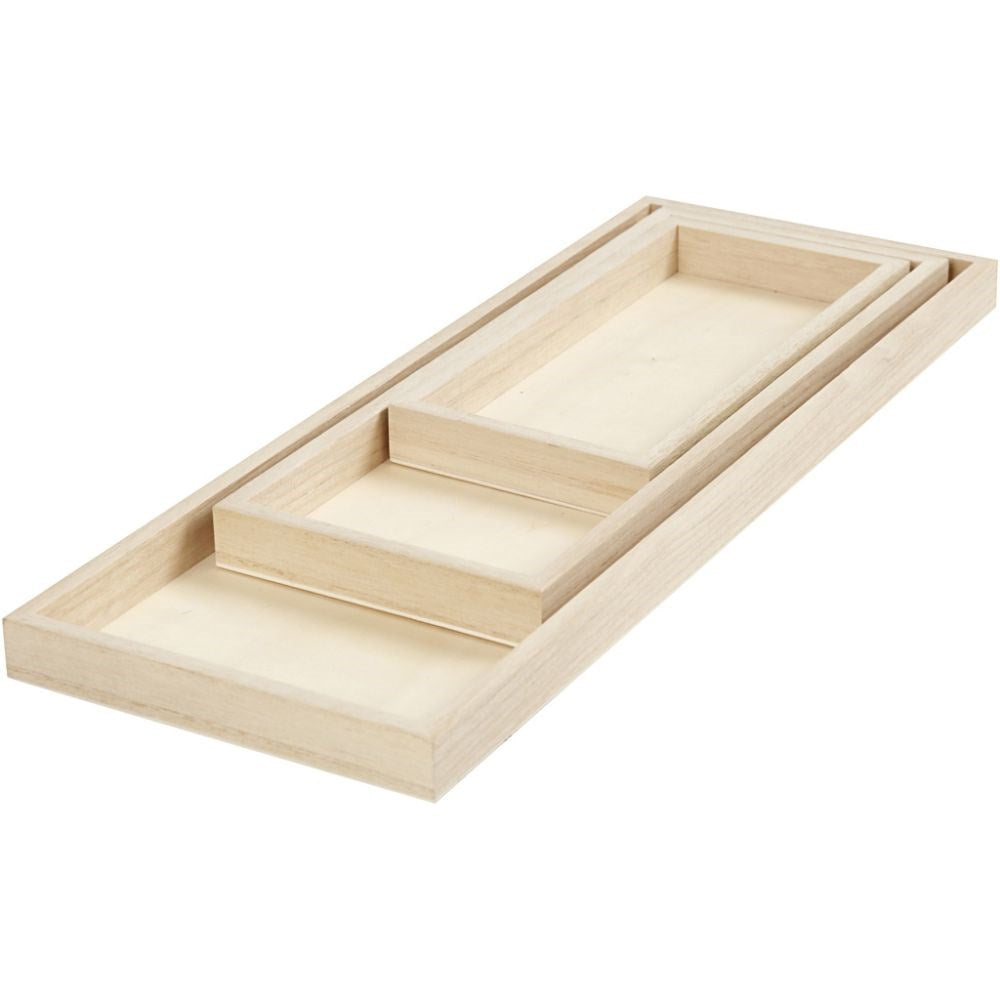 Wooden Trays Set Of 3