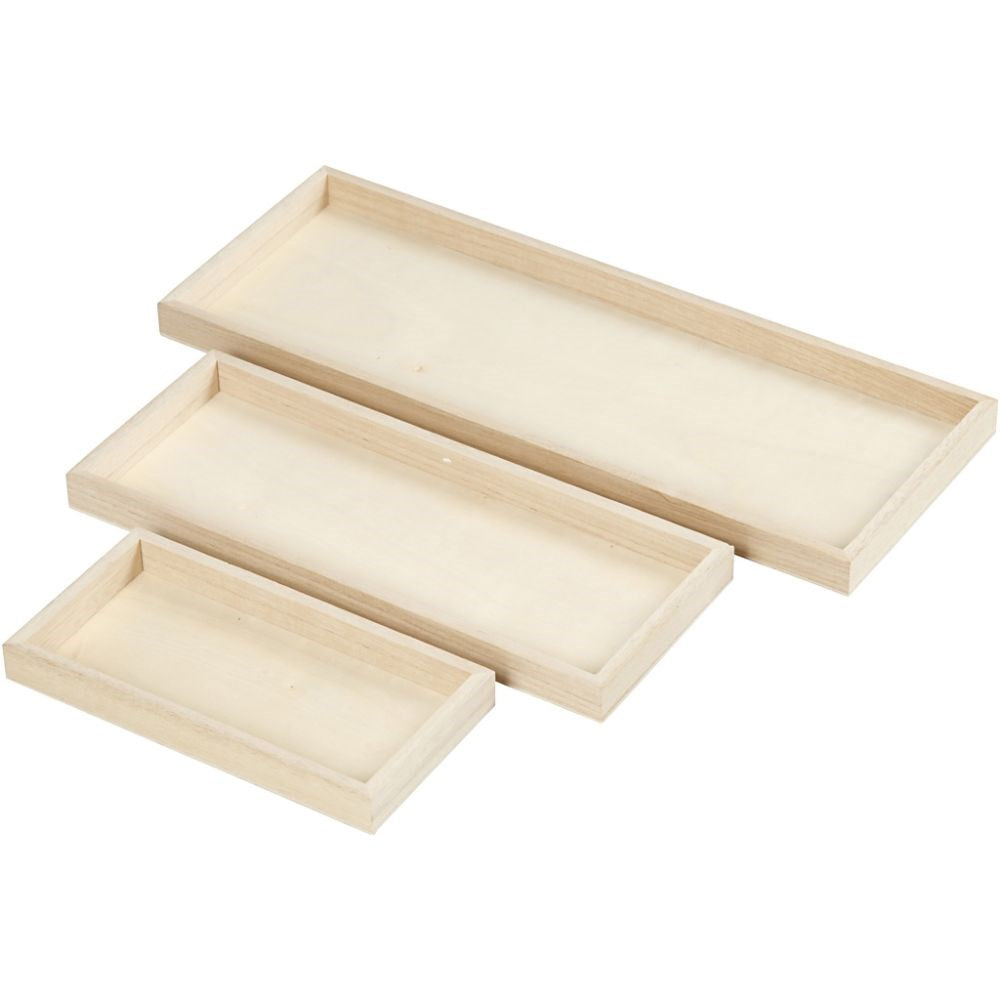 Wooden Trays Set Of 3