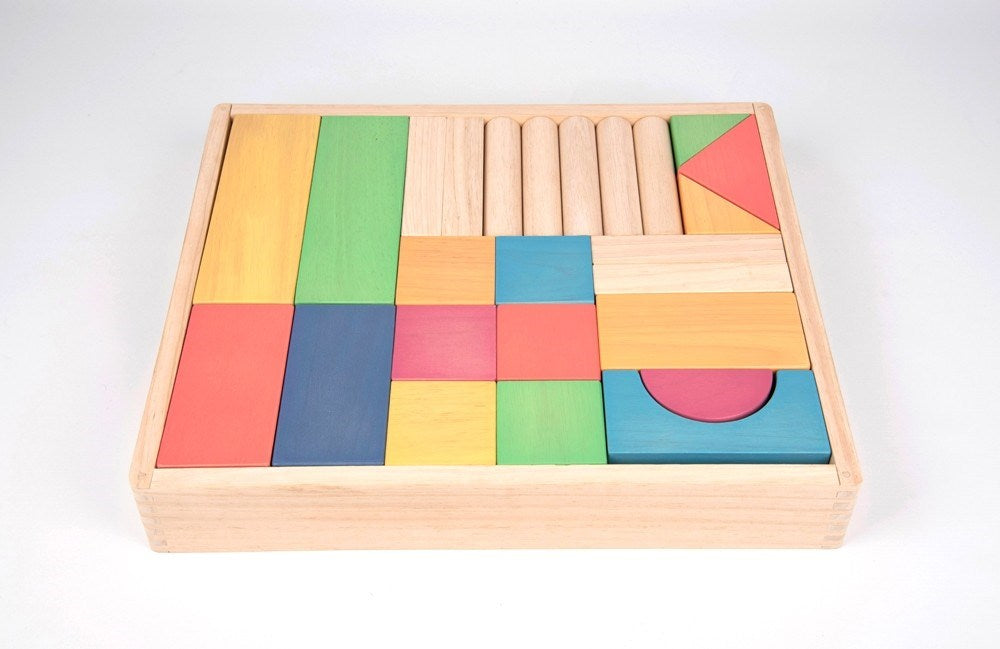 **Rainbow Wooden Jumbo Block Set - Pk54