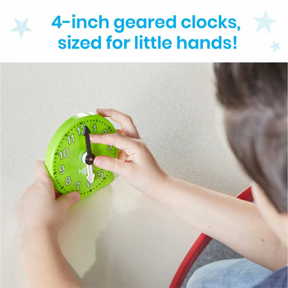 Learning Resources Rainbow Geared Mini Clocks, Set of 6