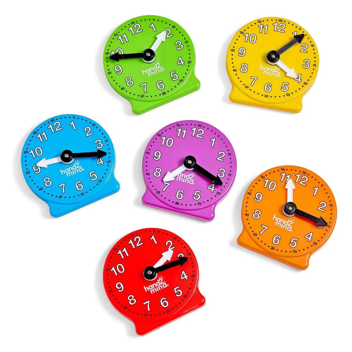 Learning Resources Rainbow Geared Mini Clocks, Set of 6
