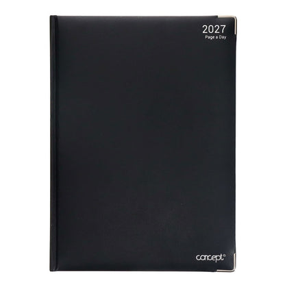 Concept 2027 A4 Diary Page A Day - Black