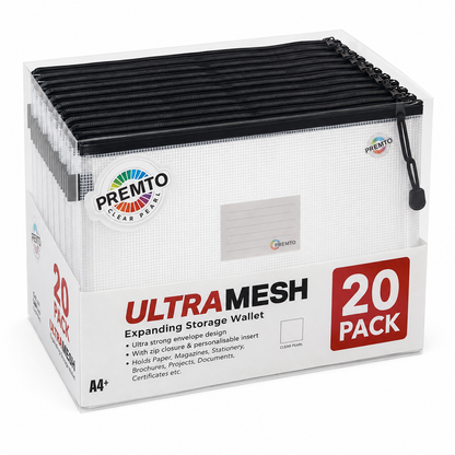Premto A4+ Ultramesh Storage Wallet - Clear Pearl