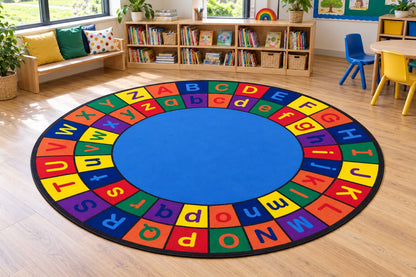 Giant Rainbow Alphabet Circular Carpet 275cm