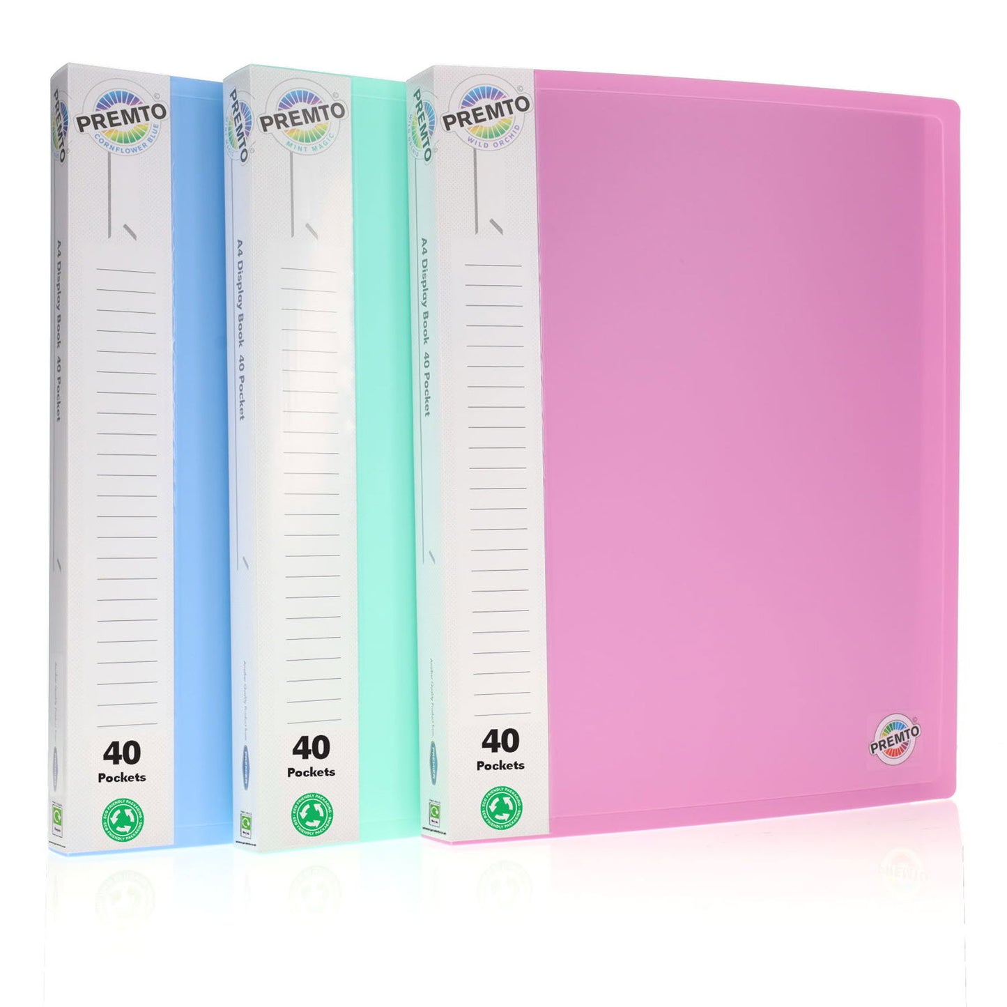 Premto A4 Pastel 40 Pocket Display Book Pack of 3