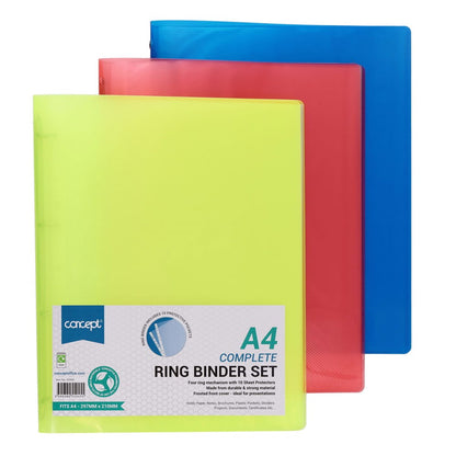 Concept A4 Ring Binder With 10 Punched Pockets